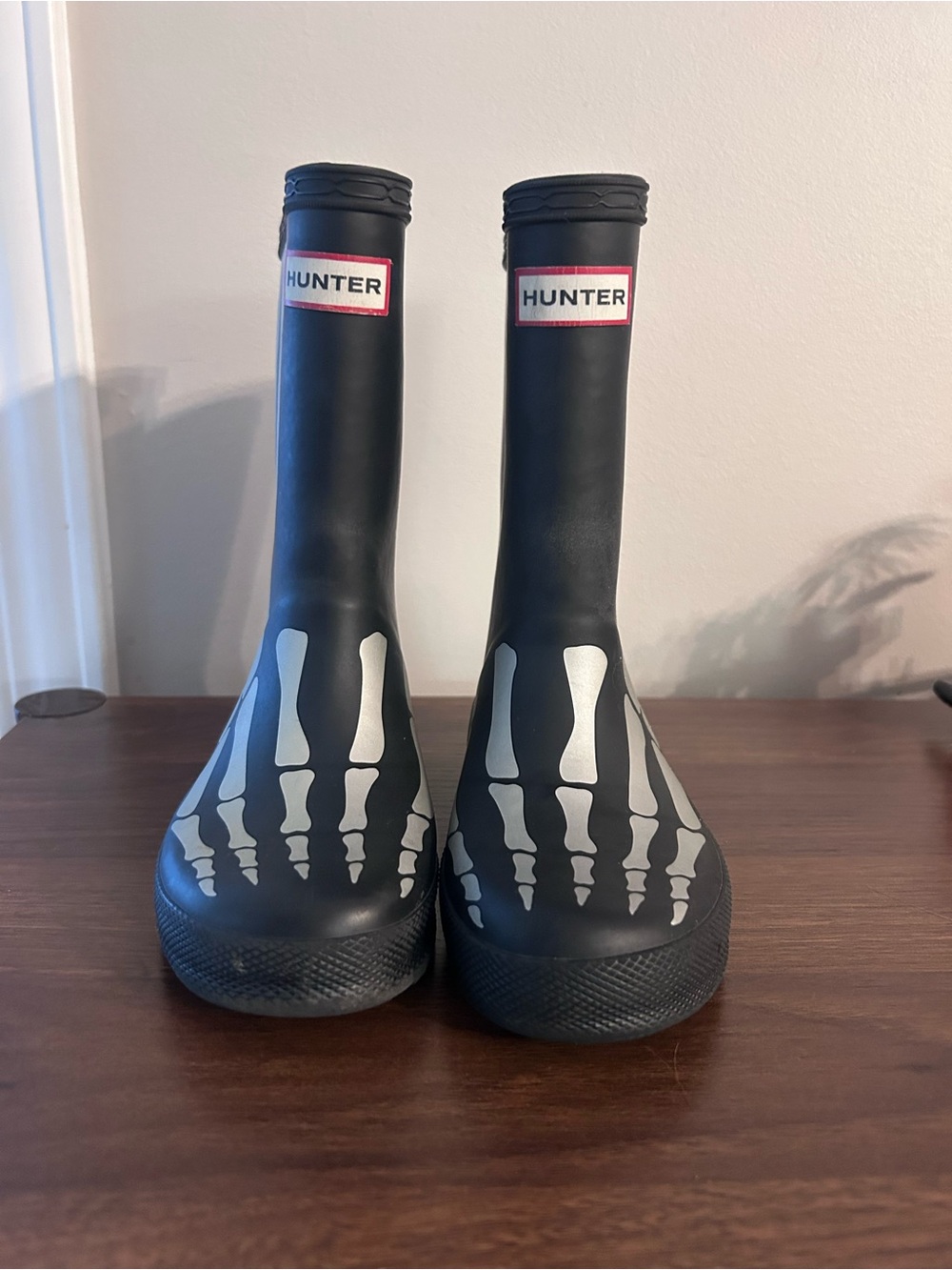 Hunter Kids Black Skeleton Rain Boots